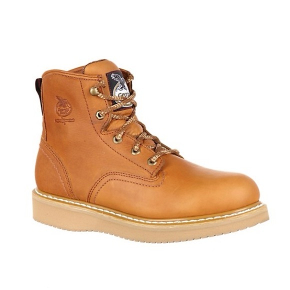 NWT Georgia Boot Men\'s Steel Toe Barracuda Gold Wedge Work Boots Size 9.5